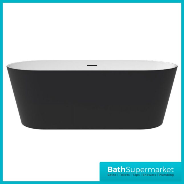 Bainlo Shadow Matt Black Oval Modern Freestanding Bath 1700mm