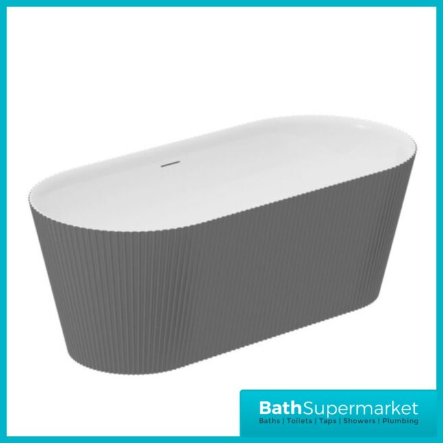 Bainlo Azure Fluted Grey Elegant Freestanding Bath 1600mm x 740mm