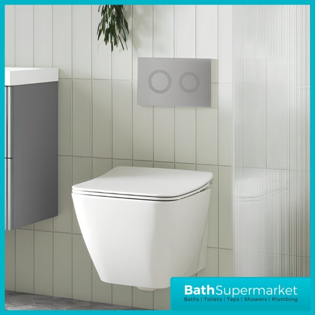 Hudson Reed Concealed Cistern Wall Hung Frame & Chrome Flush 1136-1336mm