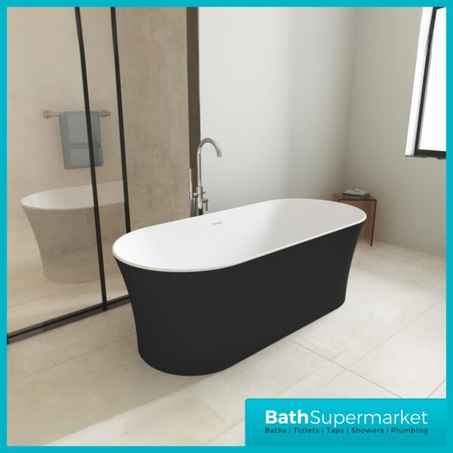 Bainlo Obsidian Matt Black Double Ended Freestanding Bath 1700mm x 750mm