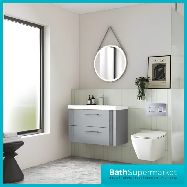 Hudson Reed Mid Height Concealed Cistern Wall Frame & Chrome Flush Plate 890mm