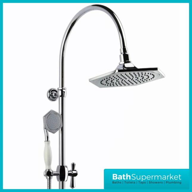 RAK Washington Chrome Exposed Thermostatic Shower Column Kit With Bath Spout
