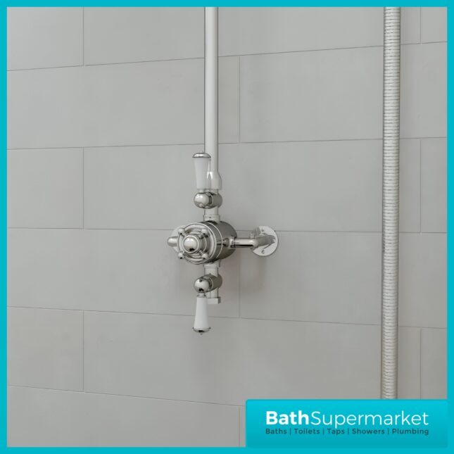 RAK Washington Chrome Exposed Thermostatic Fixed Head Shower Column Kit