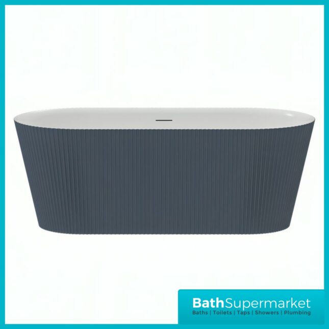 Bainlo Azure Fluted Blue Elegant Freestanding Bath 1600mm x 740mm