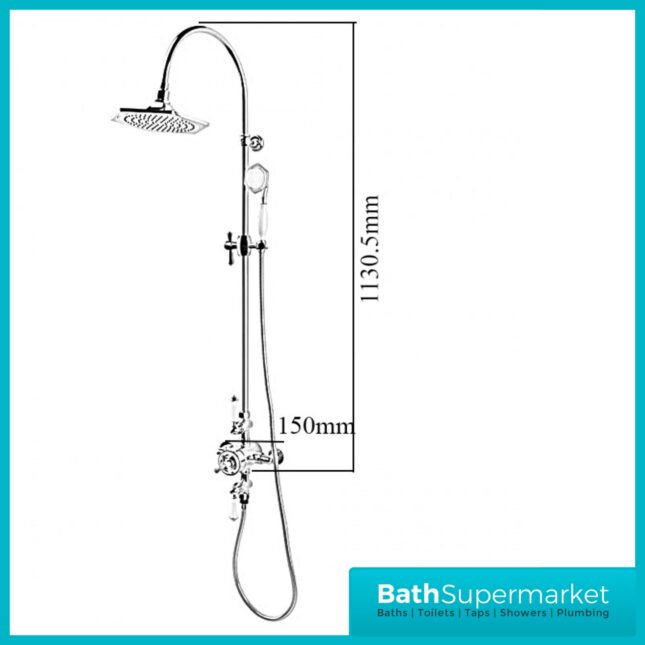 RAK Washington Chrome Exposed Thermostatic Fixed Head Shower Column Kit