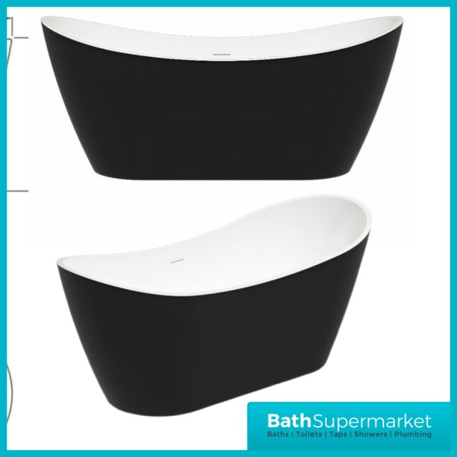 Bainlo Eclipse Noir Black Freestanding Slipper Bathtub 1600mm & 1700mm