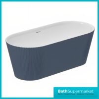 Bainlo Azure Fluted Blue Elegant Freestanding Bath 1600mm x 740mm