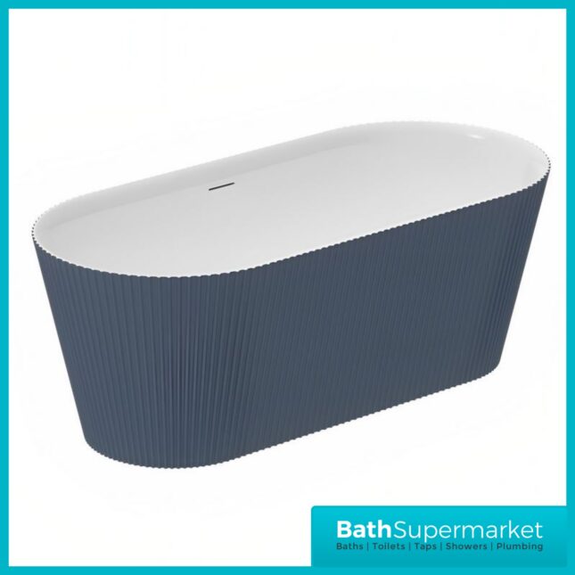 Bainlo Azure Fluted Blue Elegant Freestanding Bath 1600mm x 740mm