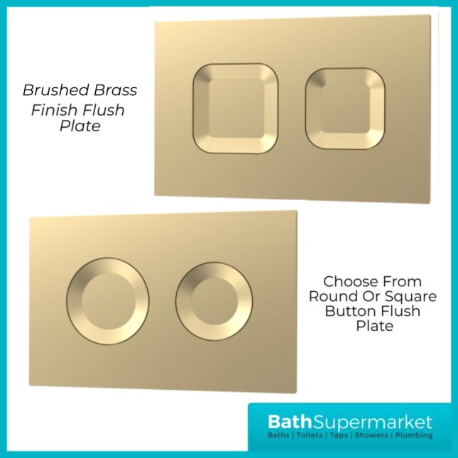 Hudson Reed Concealed Cistern Wall Hung Frame & Brushed Brass Flush 1136-1336mm