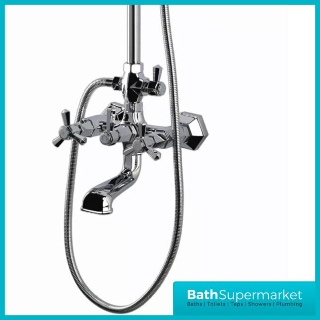 RAK Washington Chrome Exposed Thermostatic Shower Column Kit With Bath Spout