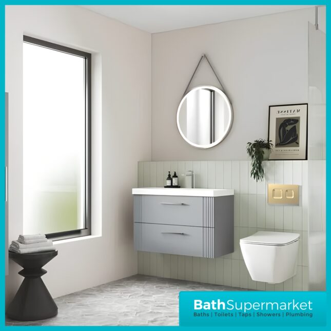 Hudson Reed Concealed Cistern Wall Hung Frame & Brushed Brass Flush 1136-1336mm
