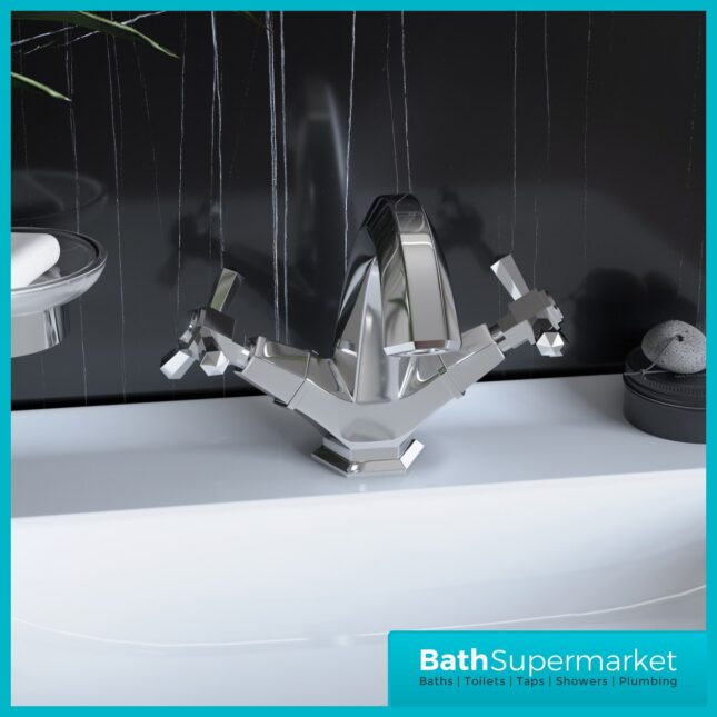 RAK Washington Chrome Art Deco Traditional Crosshead Mono Basin Mixer Tap