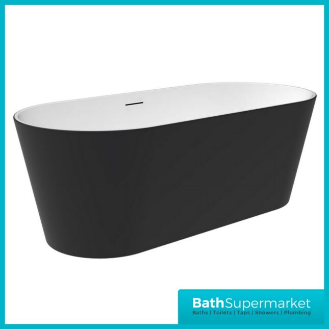 Bainlo Shadow Matt Black Oval Modern Freestanding Bath 1700mm