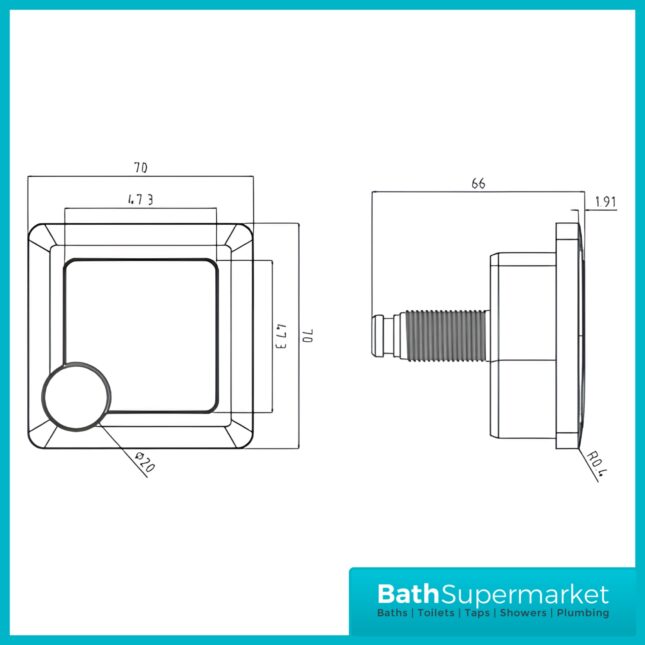 Elsi Lumo Matt Black Square Dual Flush Plate – Cable Operated