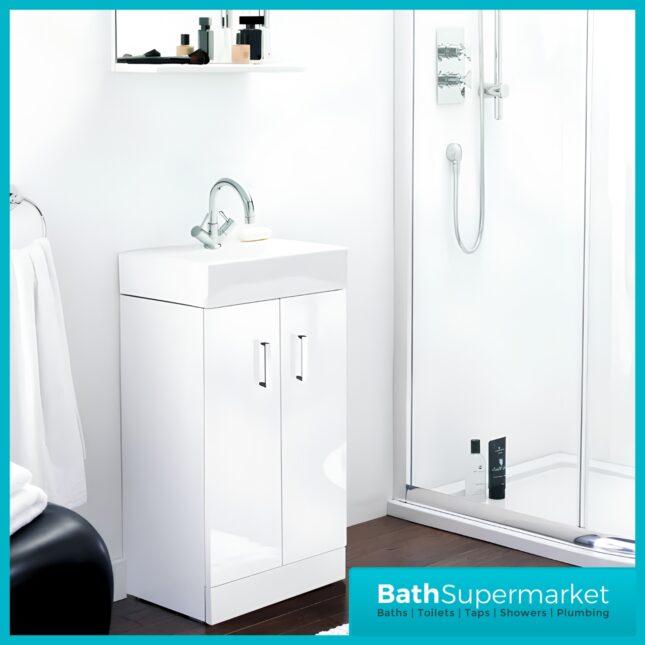 Nuie Mayford Gloss White Compact Floorstanding Vanity Basin Unit 460mm