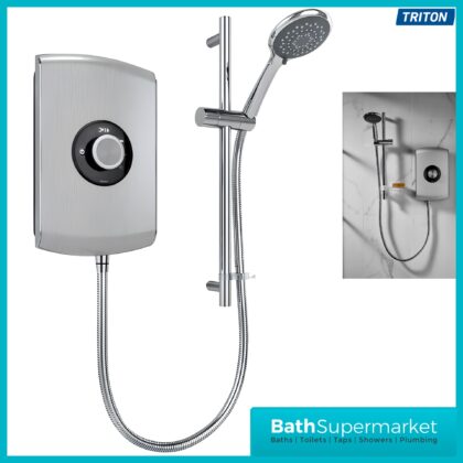 Triton Amore Brushed Steel Electric Shower 8.5kW Or 9.5kW