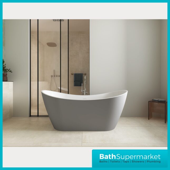 Bainlo Eclipse Matt Grey Freestanding Slipper Bathtub 1600mm & 1700mm