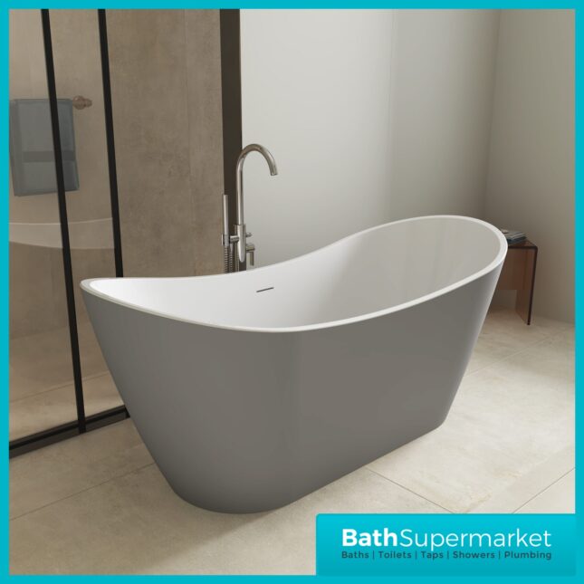 Bainlo Eclipse Matt Grey Freestanding Slipper Bathtub 1600mm & 1700mm