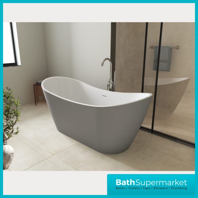 Bainlo Eclipse Matt Grey Freestanding Slipper Bathtub 1600mm & 1700mm