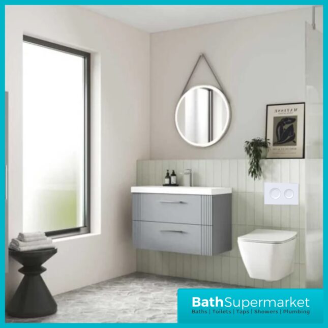 Hudson Reed Concealed Cistern Wall Hung Frame & White Flush 1136-1336mm