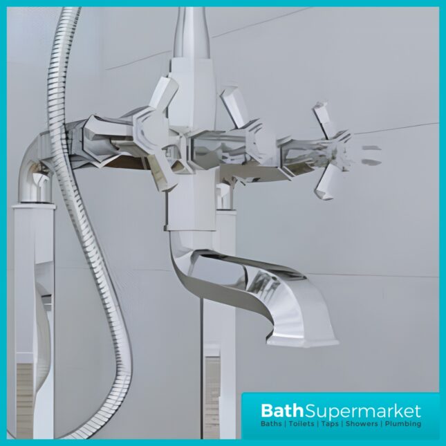 RAK Washington Chrome Art Deco Freestanding Bath Shower Mixer Tap Kit
