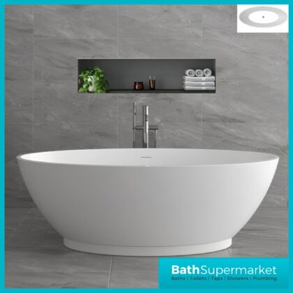 Bainlo Solice White Oval Modern Freestanding Bath 1600mm