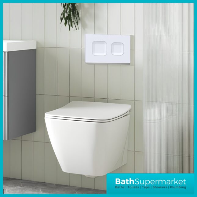 Hudson Reed Concealed Cistern Wall Hung Frame & White Flush 1136-1336mm