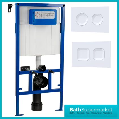 Hudson Reed Mid Height Concealed Cistern Wall Frame & White Flush Plate 890mm