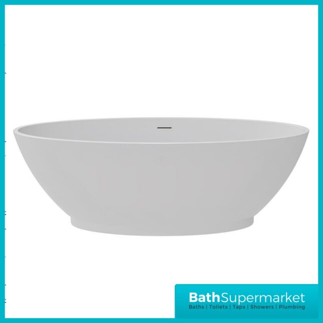 Bainlo Solice White Oval Modern Freestanding Bath 1600mm