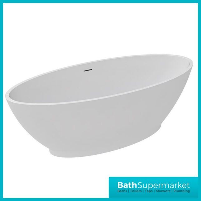Bainlo Solice White Oval Modern Freestanding Bath 1600mm
