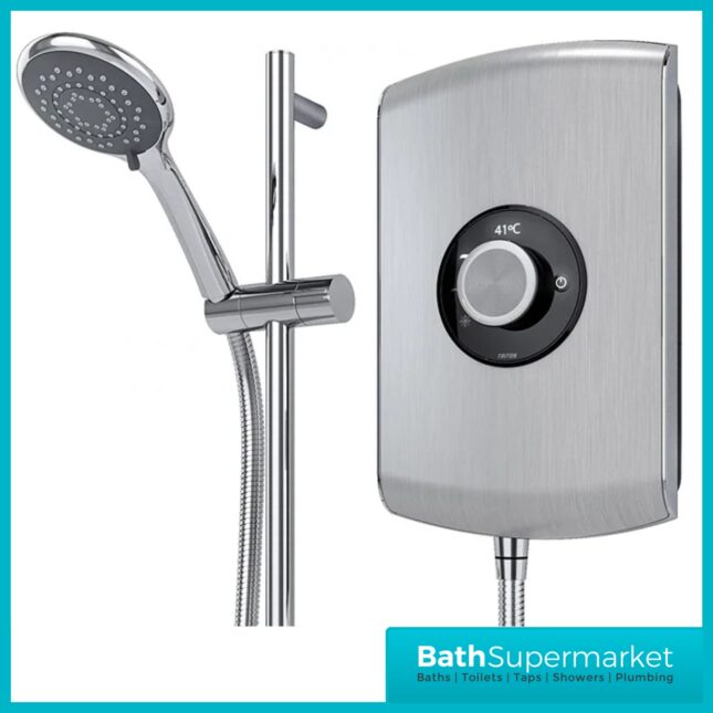 Triton Amore Brushed Steel Electric Shower 8.5kW Or 9.5kW