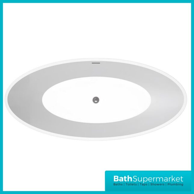 Bainlo Solice White Oval Modern Freestanding Bath 1600mm