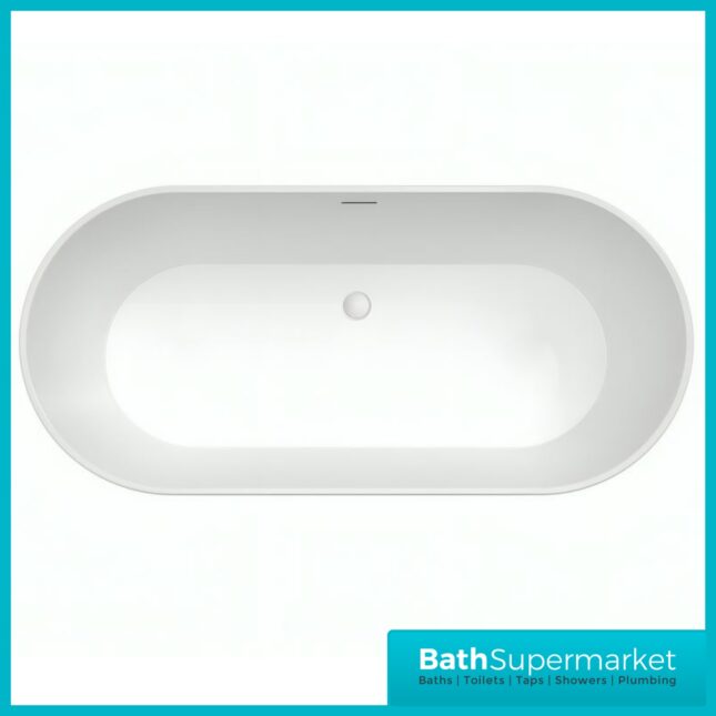 Bainlo Azure Fluted Grey Elegant Freestanding Bath 1600mm x 740mm
