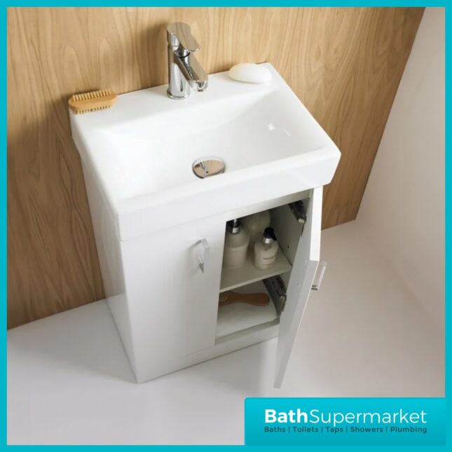 Nuie Mayford Gloss White Compact Floorstanding Vanity Basin Unit 460mm