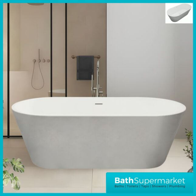 Bainlo Serenity Silver Double Ended Freestanding Bath 1600mm