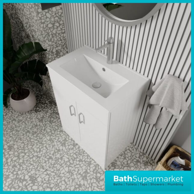 Nuie Eden Gloss White L Shape Vanity Basin & WC Unit Set 1000mm