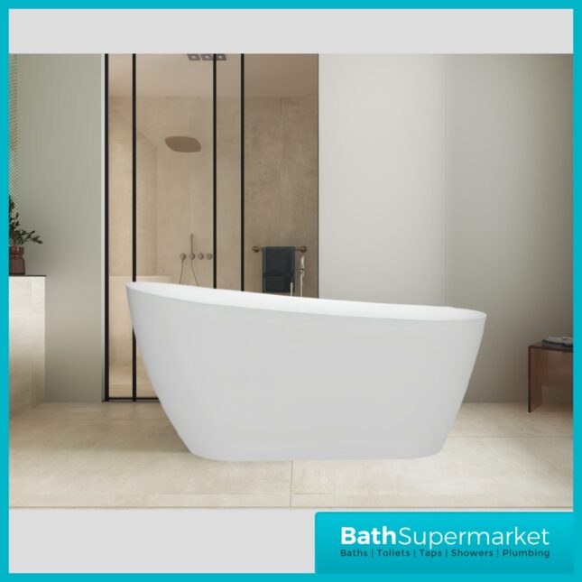 Bainlo Aurora White Modern Freestanding Slipper Bath 1500mm x 730mm
