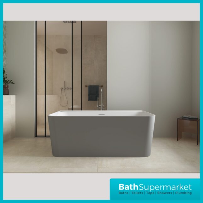 Bainlo Lume Grey Modern Rectangular Freestanding Bath 1600mm