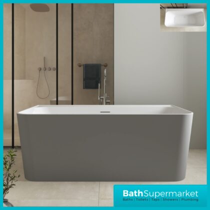 Bainlo Lume Grey Modern Rectangular Freestanding Bath 1600mm