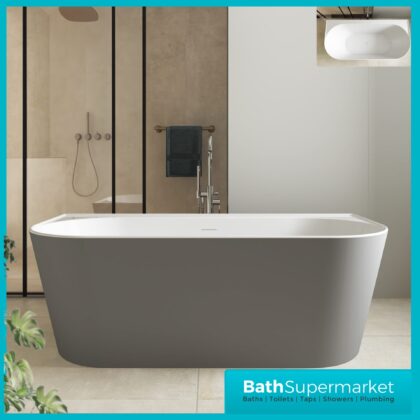 Bainlo Lume Grey Modern Oval Freestanding Bath 1700mm x 800mm