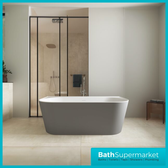 Bainlo Lume Grey Modern Oval Free Standing Bath 1700mm x 800mm