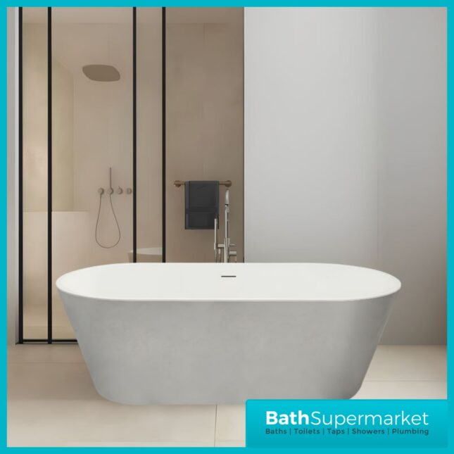 Bainlo Serenity Silver Double Ended Freestanding Bath 1600mm