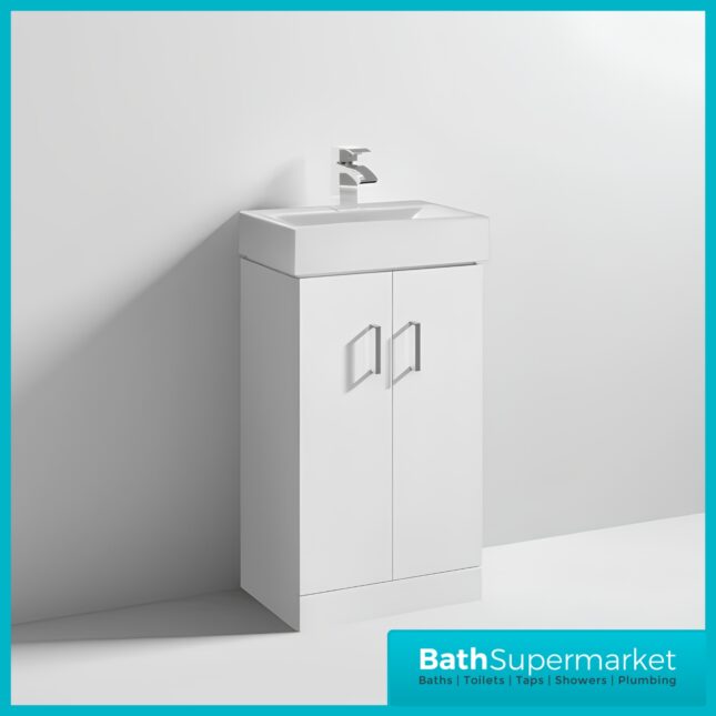 Nuie Mayford Gloss White Compact Floorstanding Vanity Basin Unit 460mm