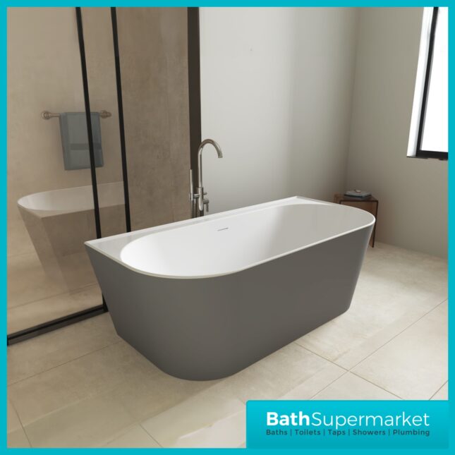 Bainlo Lume Grey Modern Oval Free Standing Bath 1700mm x 800mm