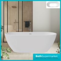 Bainlo Albus White Oval Modern Free Standing Bath 1550mm & 1650mm