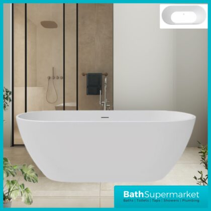 Bainlo Albus White Oval Modern Free Standing Bath 1550mm & 1650mm
