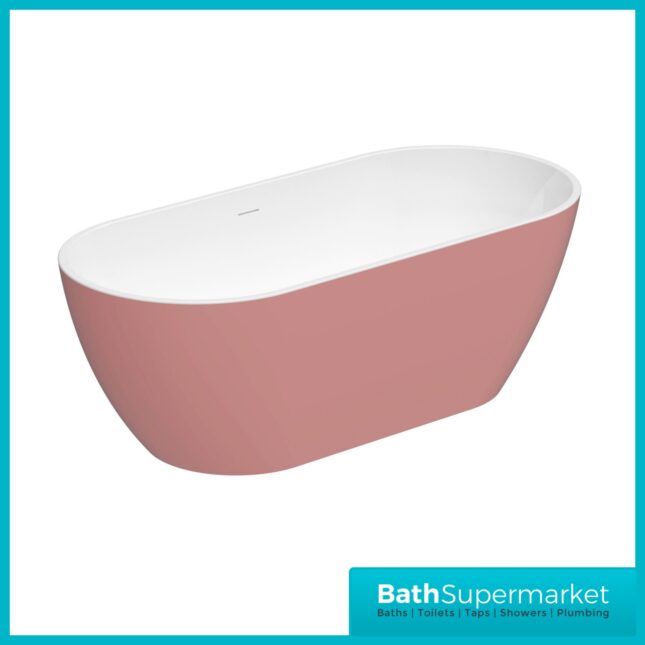 Bainlo Albus Pink Rose Oval Modern Free Standing Bath 1550mm