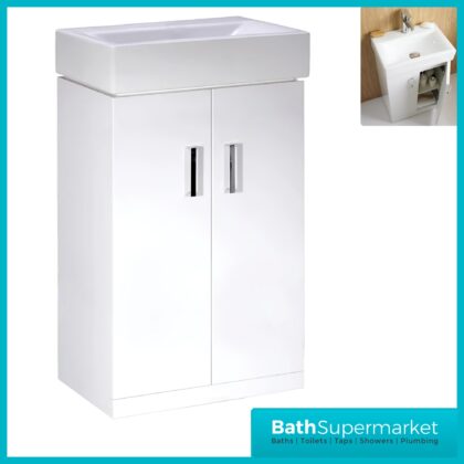 Nuie Mayford Gloss White Compact Floorstanding Vanity Basin Unit 460mm