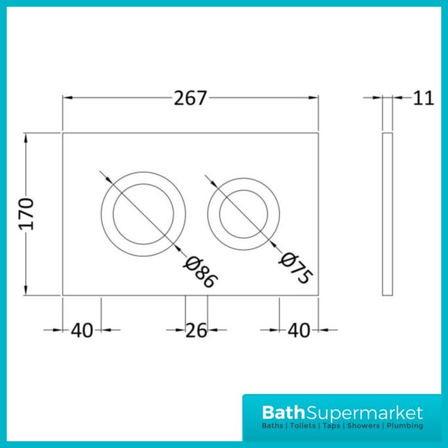 Hudson Reed Concealed Cistern Wall Hung Frame & White Flush 1136-1336mm