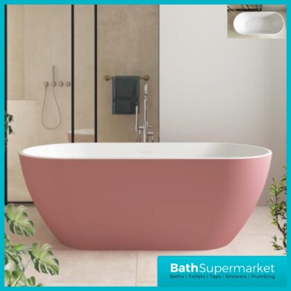 Bainlo Albus Pink Rose Oval Modern Free Standing Bath 1550mm